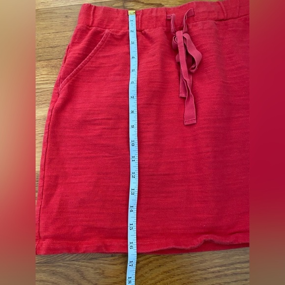 LOFT Womens Knit Mini Skirt Size Small Red Elastic Tie Waist Pockets Cotton - Picture 7 of 7